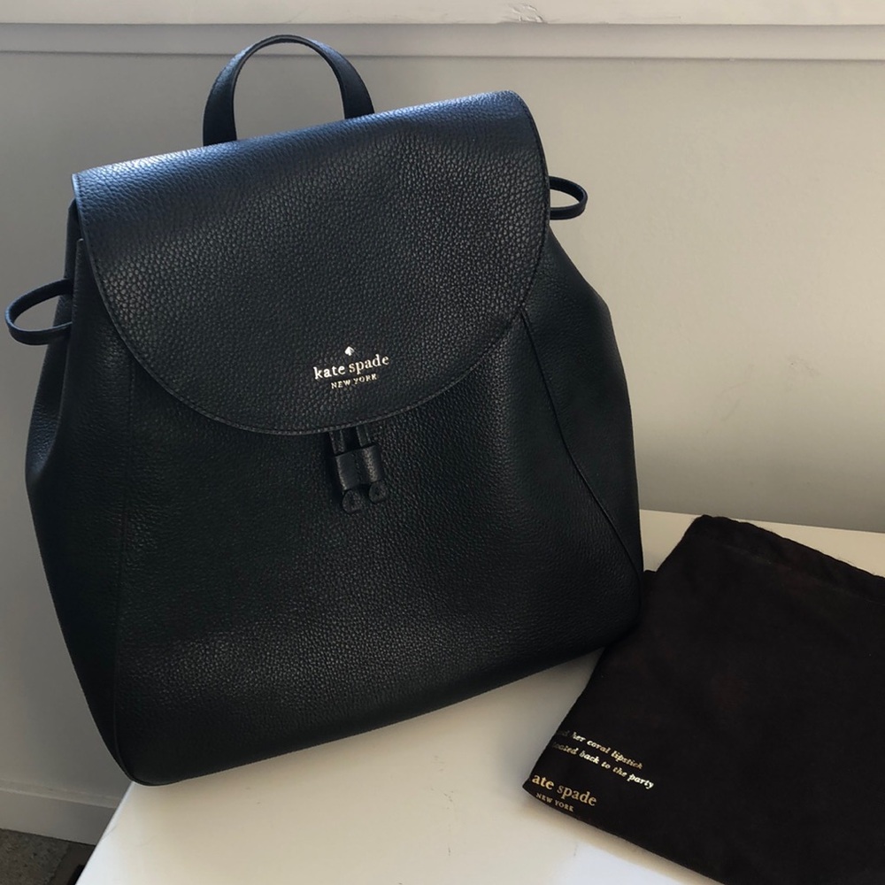 Kate Spade black leather backpack